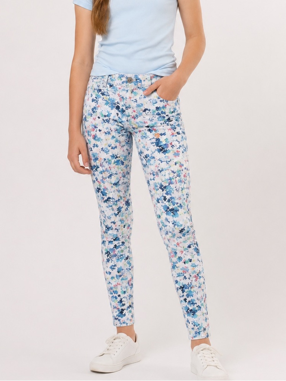 Utopia by Hue Girls Floral Denim Leggings L 12-14 NWT